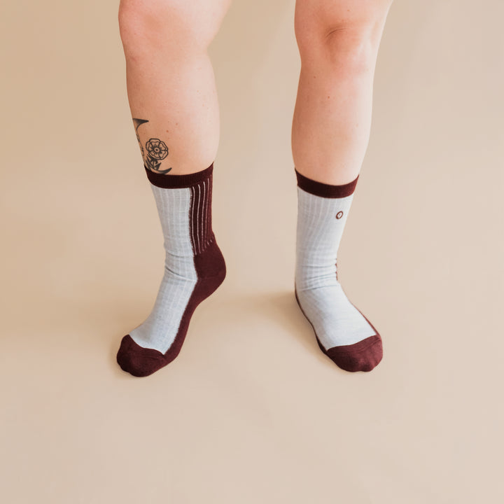 red and white merino wool socks