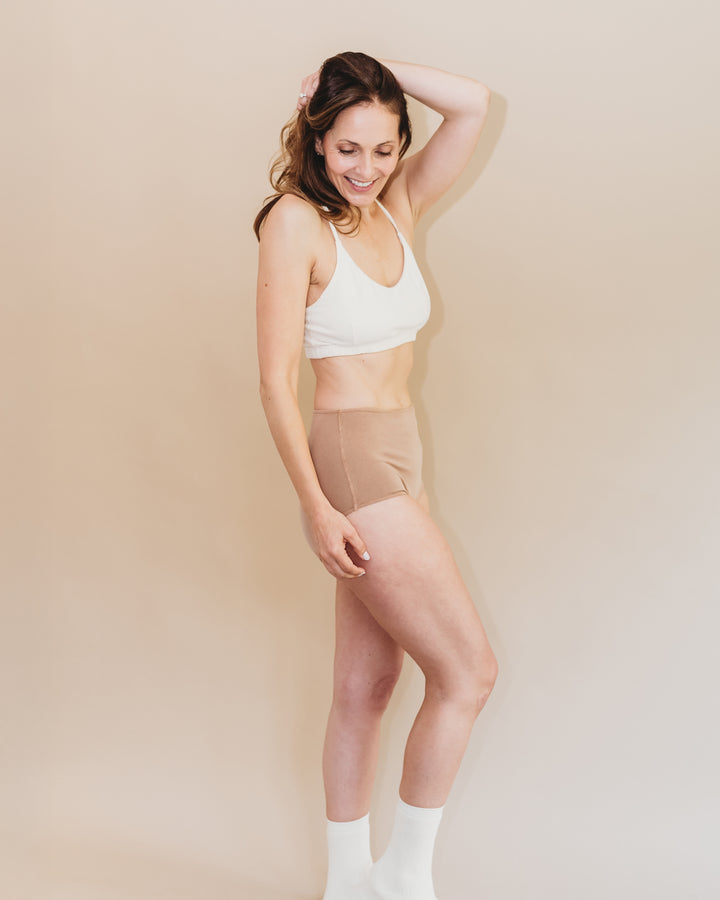 Women's High Waist Brief - Natural, Plant Dyes - 95% Organic Cotton (2 pack)