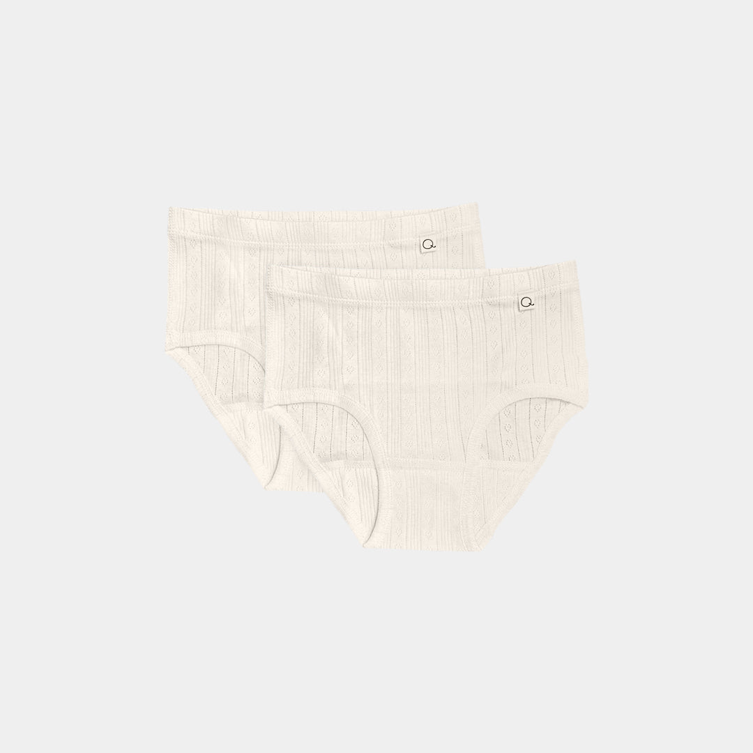 Pointelle Rose Classic Briefs in Natural - delicate pointelle knit organic cotton girls underwear | Q for Quinn