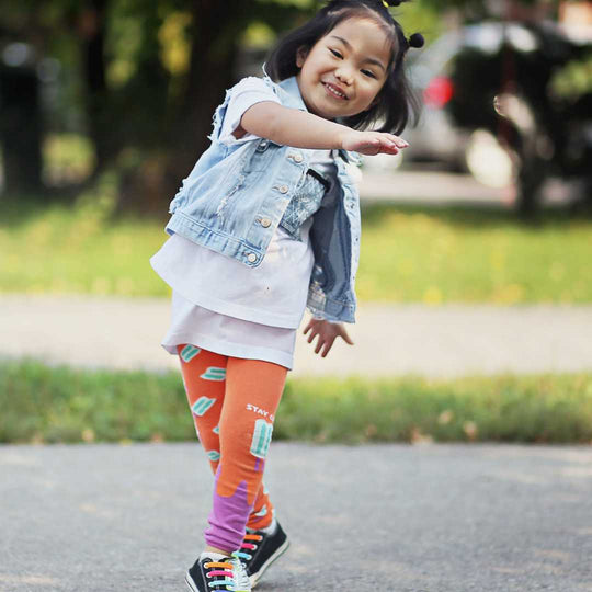 organic tights popsicle orange and purple kids