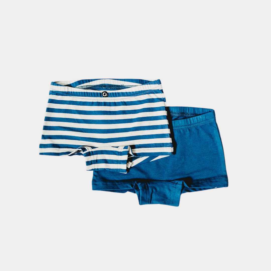 2-Pack Organic Cotton Girls Underwear- Sailor Stripes  Cotton Boyshort  Underwear for Girls – Q for Quinn™