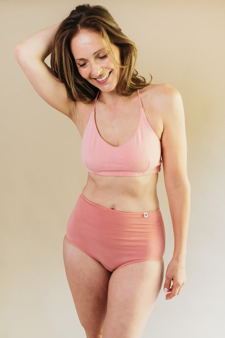 Women's High Waist Briefs & Bralette Set (4 Pack) - Natural, Plant Dyes