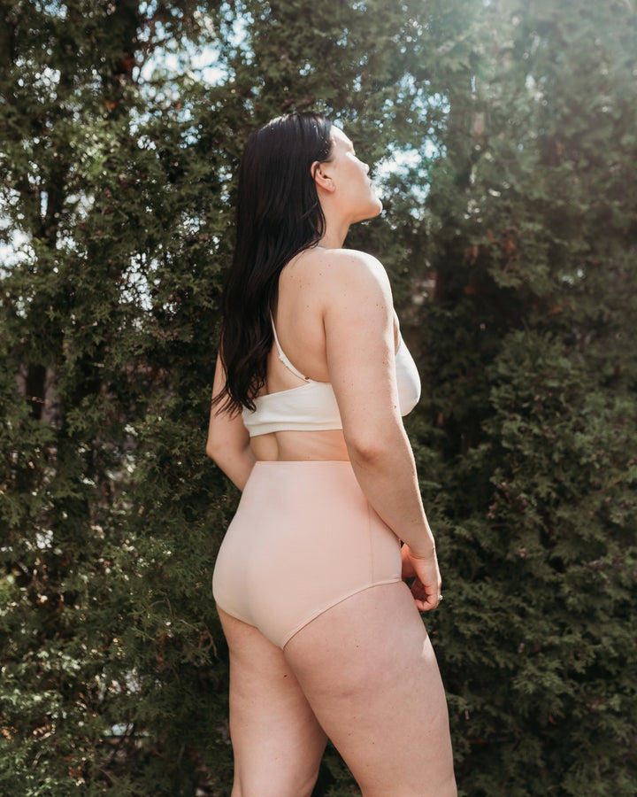 Women's High Waist Brief - Natural, Plant Dyes - 95% Organic Cotton (2 pack)