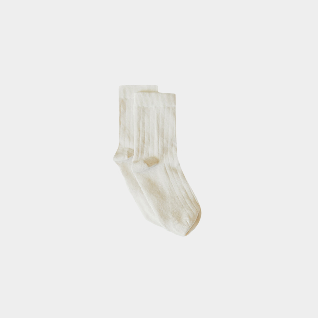 white kids organic socks