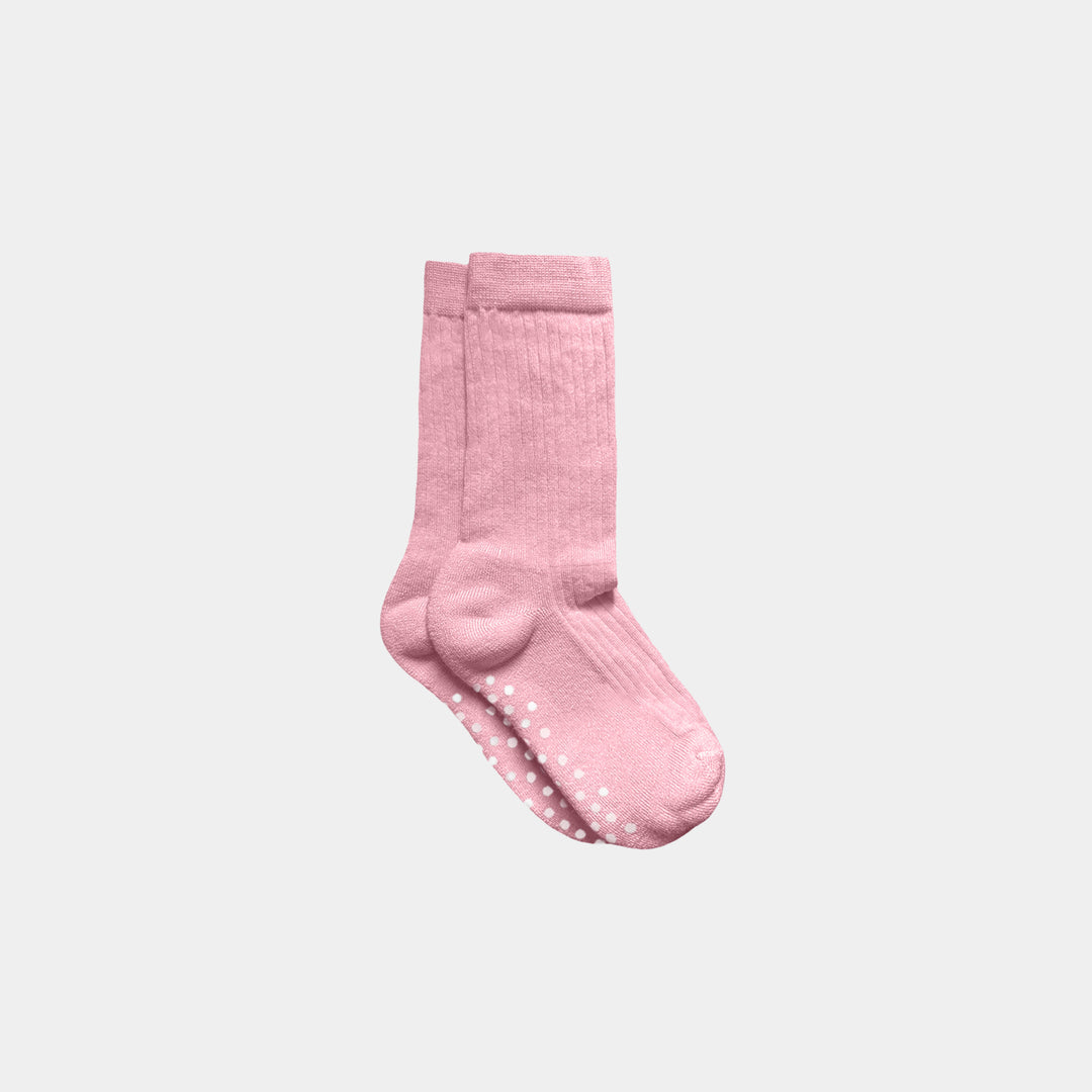 pink salt merino wool kids socks with grips