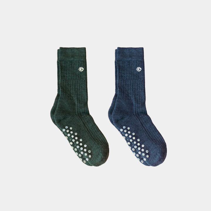 Merino Wool - Cotton Midweight Kids Socks with Grips (2 & 3 pack)