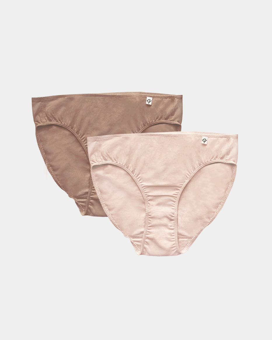 Women's French Cut Bikini - Natural, Plant Dyes - 95% Organic Cotton (2 pack)
