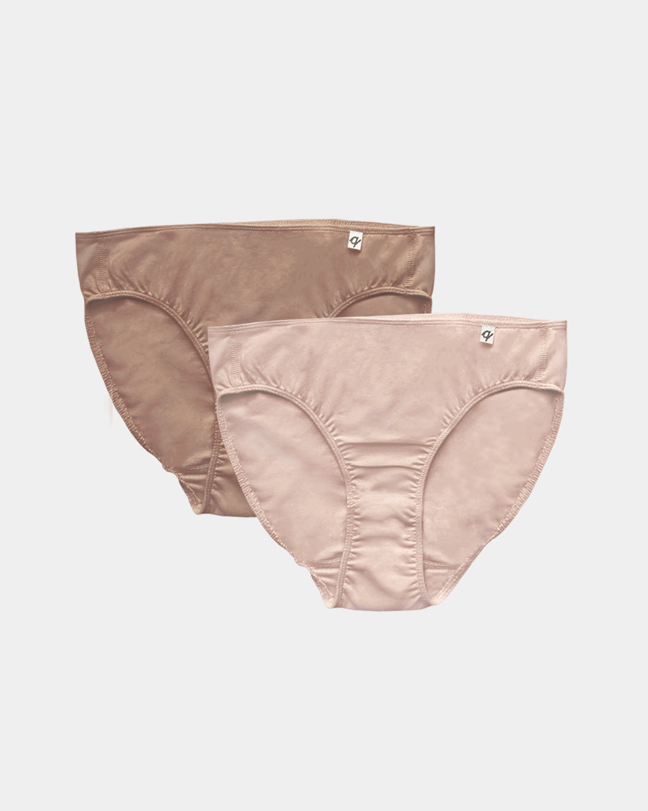 Women's French Cut Bikini - Natural, Plant Dyes - 95% Organic Cotton (2 pack)