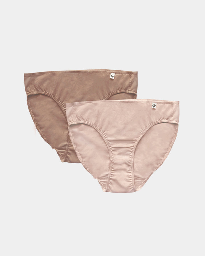 Women's French Cut Bikini - Natural, Plant Dyes - 95% Organic Cotton (2 pack)