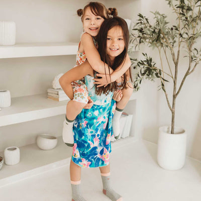Two Little Girls wears Terry Cotton Socks 