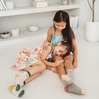 Two Little Girls Wears Quinn Organic Cotton Socks ' Heavyweight Terry'