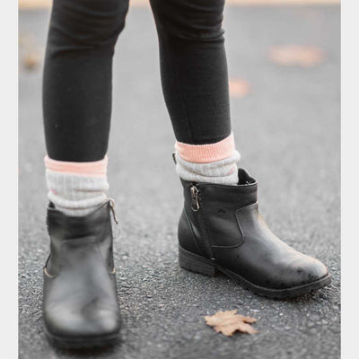 A girl wearing organic cotton socks 