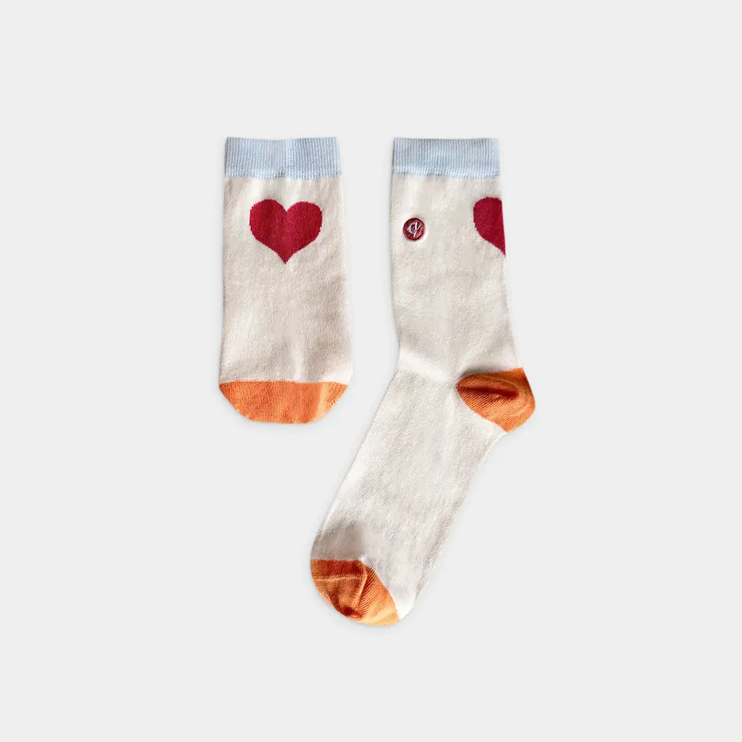 Limited Edition - Pair of Hearts Adult Sock - 98% Organic Cotton