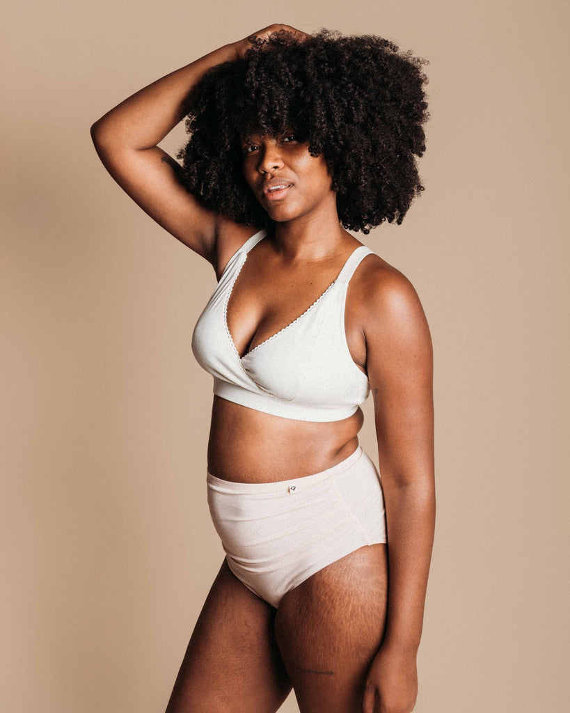 Maternity High Waist Briefs Natural Plant Dyes 95% Organic Cotton