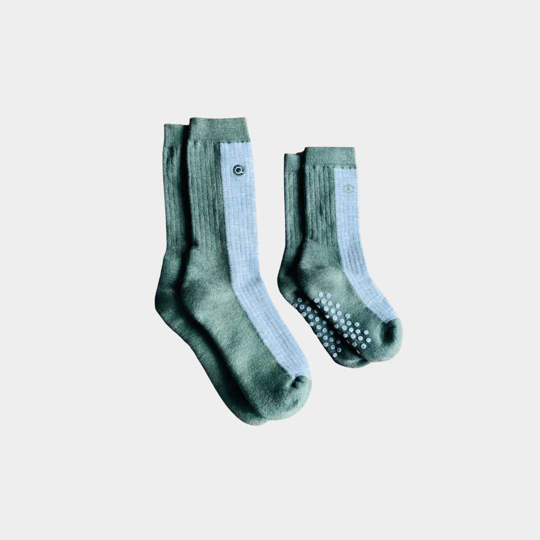 Merino Wool Mid-weight (Crew) Socks Matching Family (2-Pack) Q for Quinn