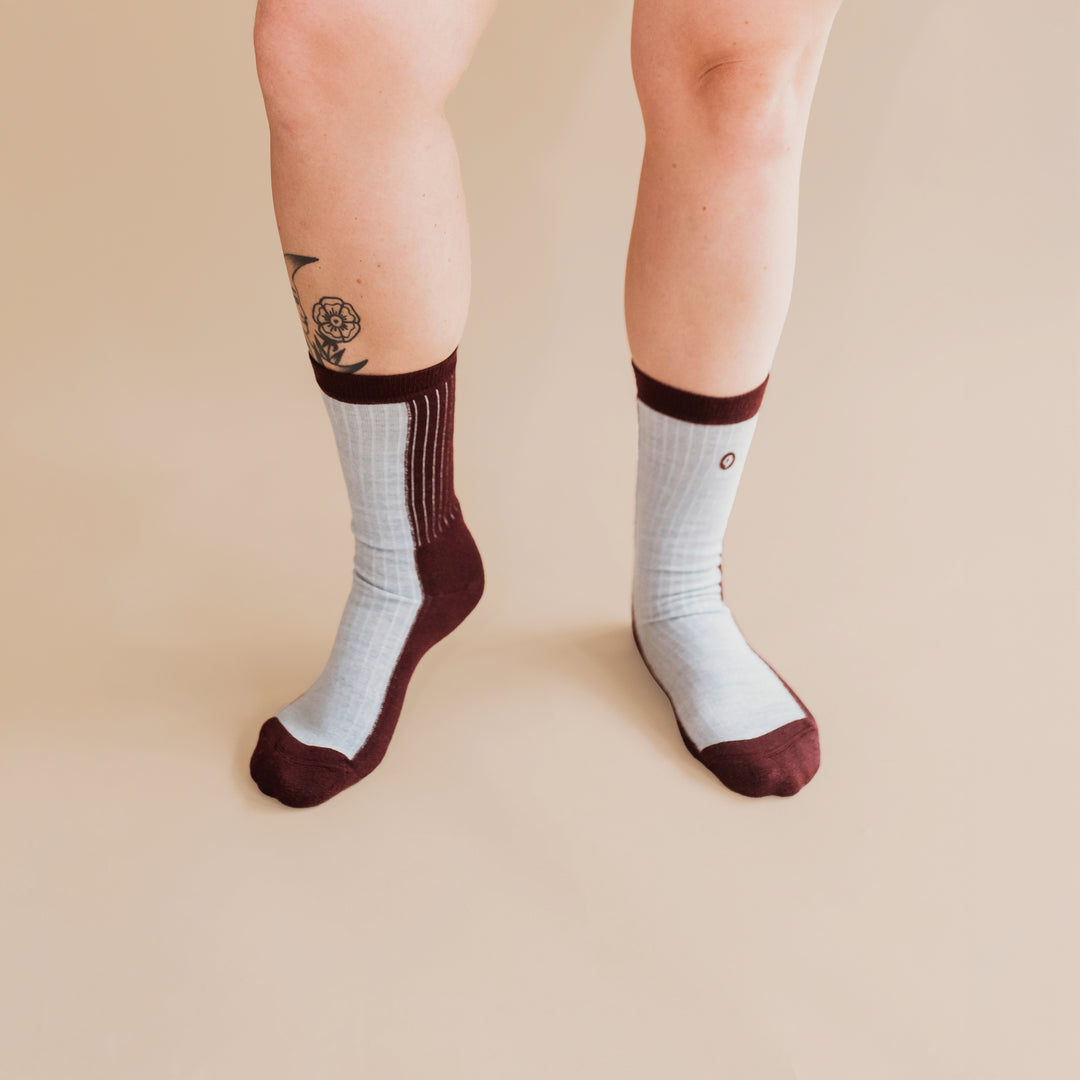 red and white merino wool socks
