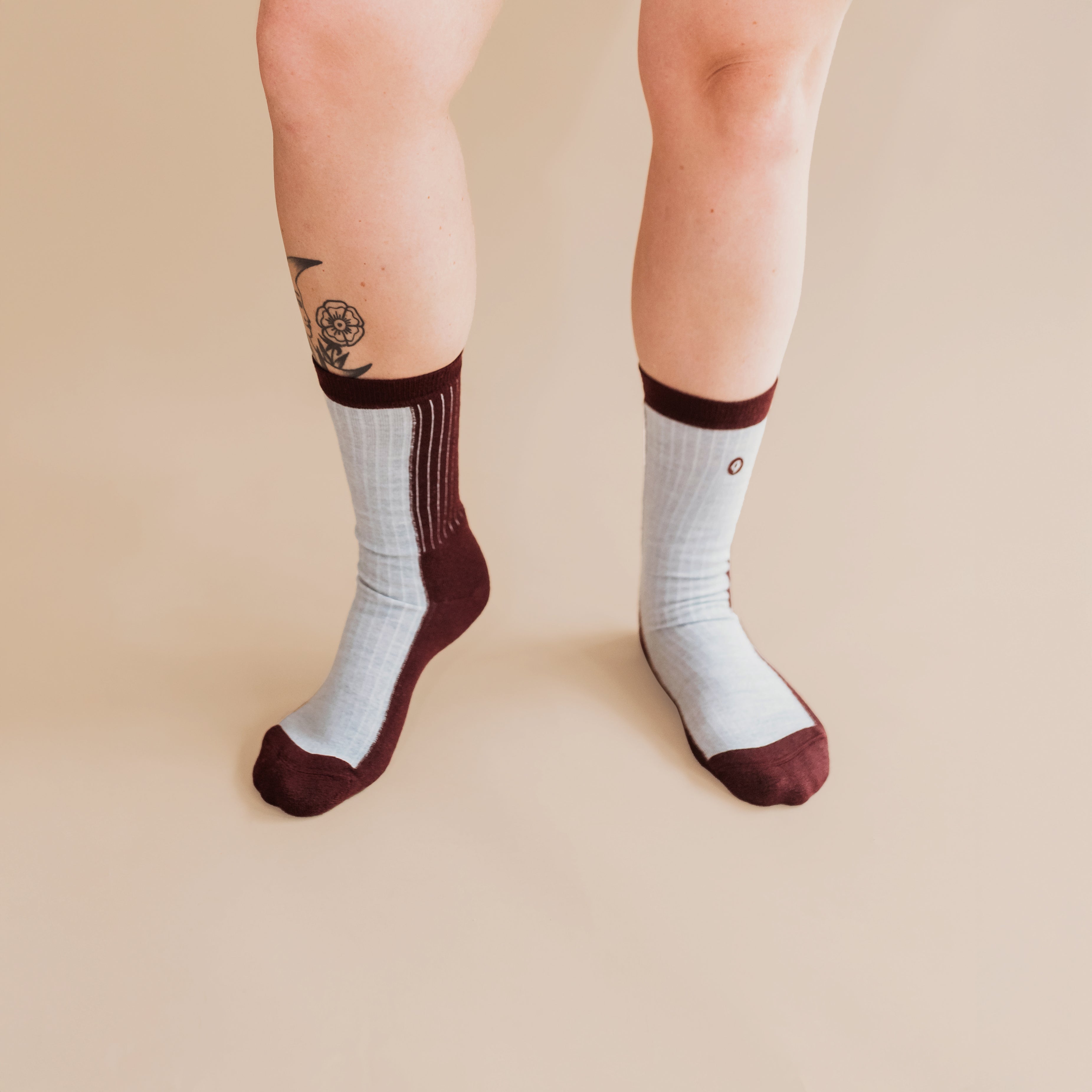 red and white merino wool socks