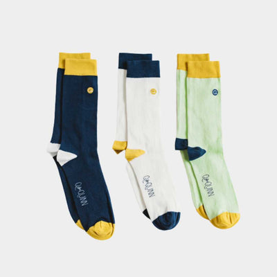 Mixed Patterns Adult Organic Cotton Socks (3-pack) Q for Quinn