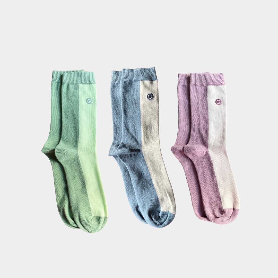 Mixed Patterns Adult Socks (3-pack) - 98% Organic Cotton Q for Quinn