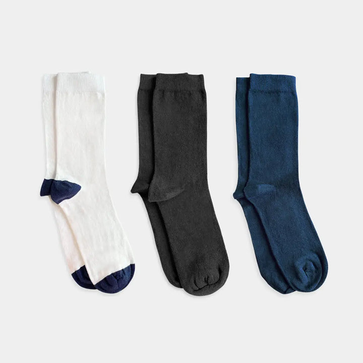 Mixed Patterns Adult Trouser Socks (3-pack) - 98% Organic Cotton Q for Quinn