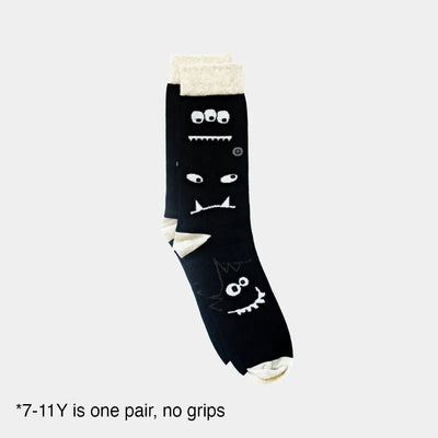 monochrome monsters organic cotton socks for baby, kids and toddler 