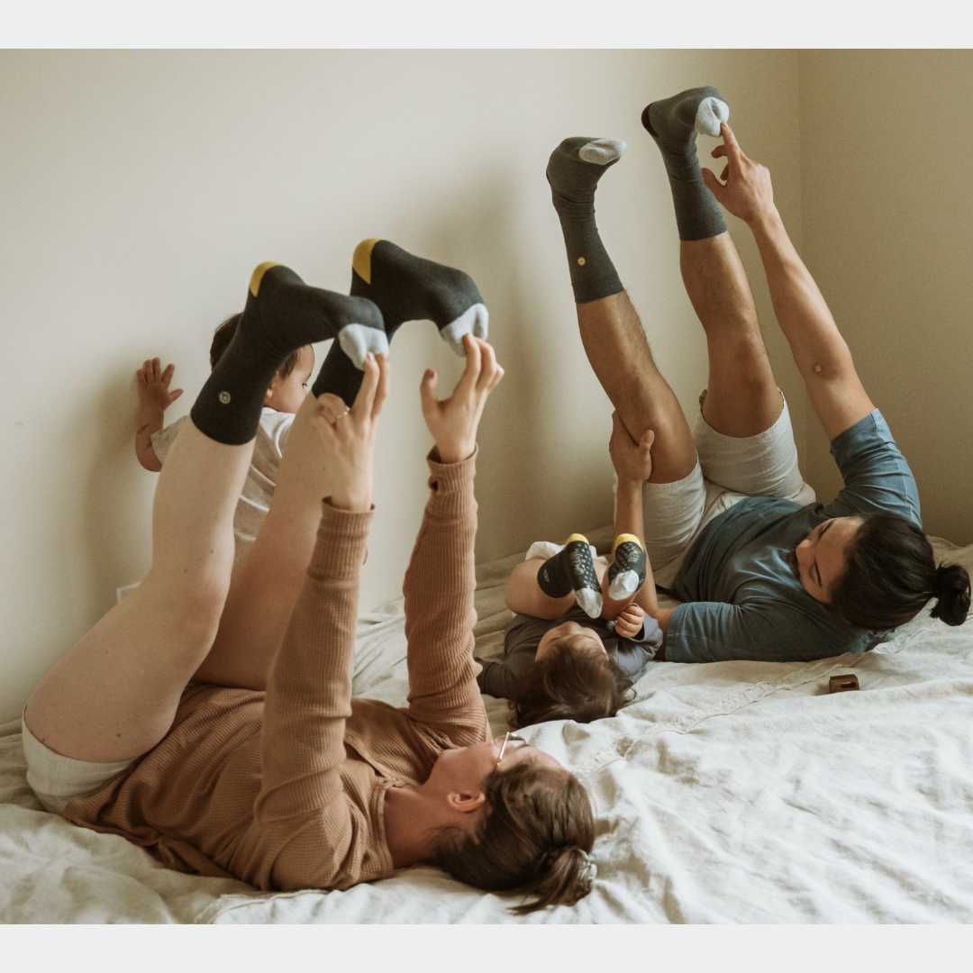 Shades of grey matching family socks 