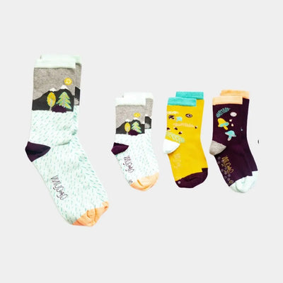 liam's adventure matching family organic socks with grips and seamless toe