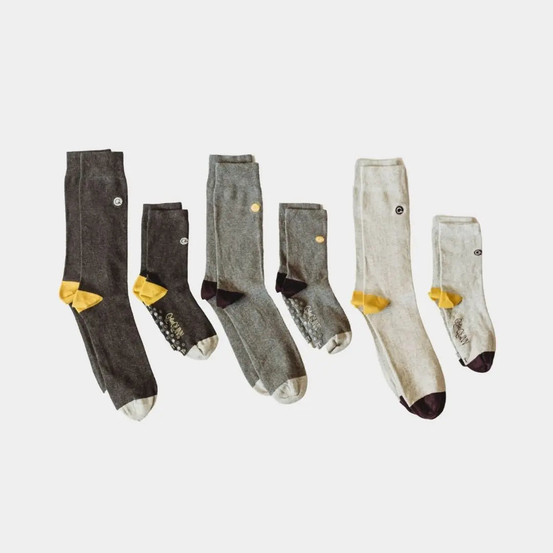 100 percent organic cotton socks grey matching family 