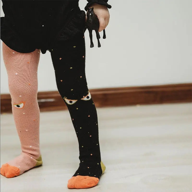 little girl wearing monster tights | Q for Quinn