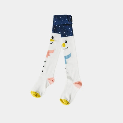 organic cotton snowman tights navy and white