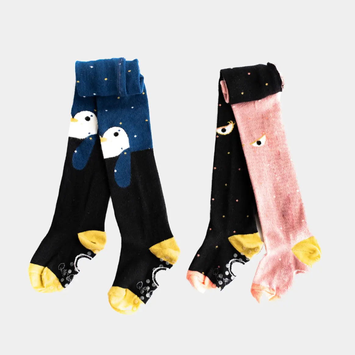 2 pairs of girls tights - penguin and monster eyes - gift bundle | Q for Quinn