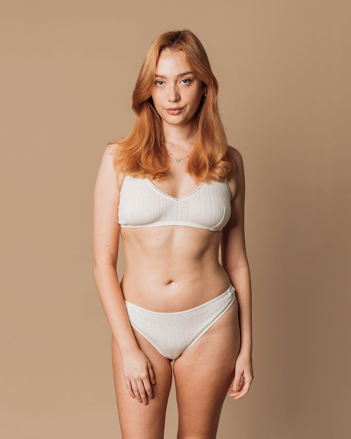 Women's Pointelle Bra - 100% Organic Cotton