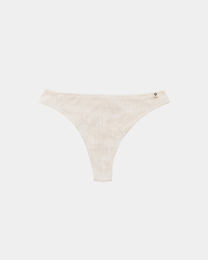 Women's Pointelle Thong - 100% Organic Cotton