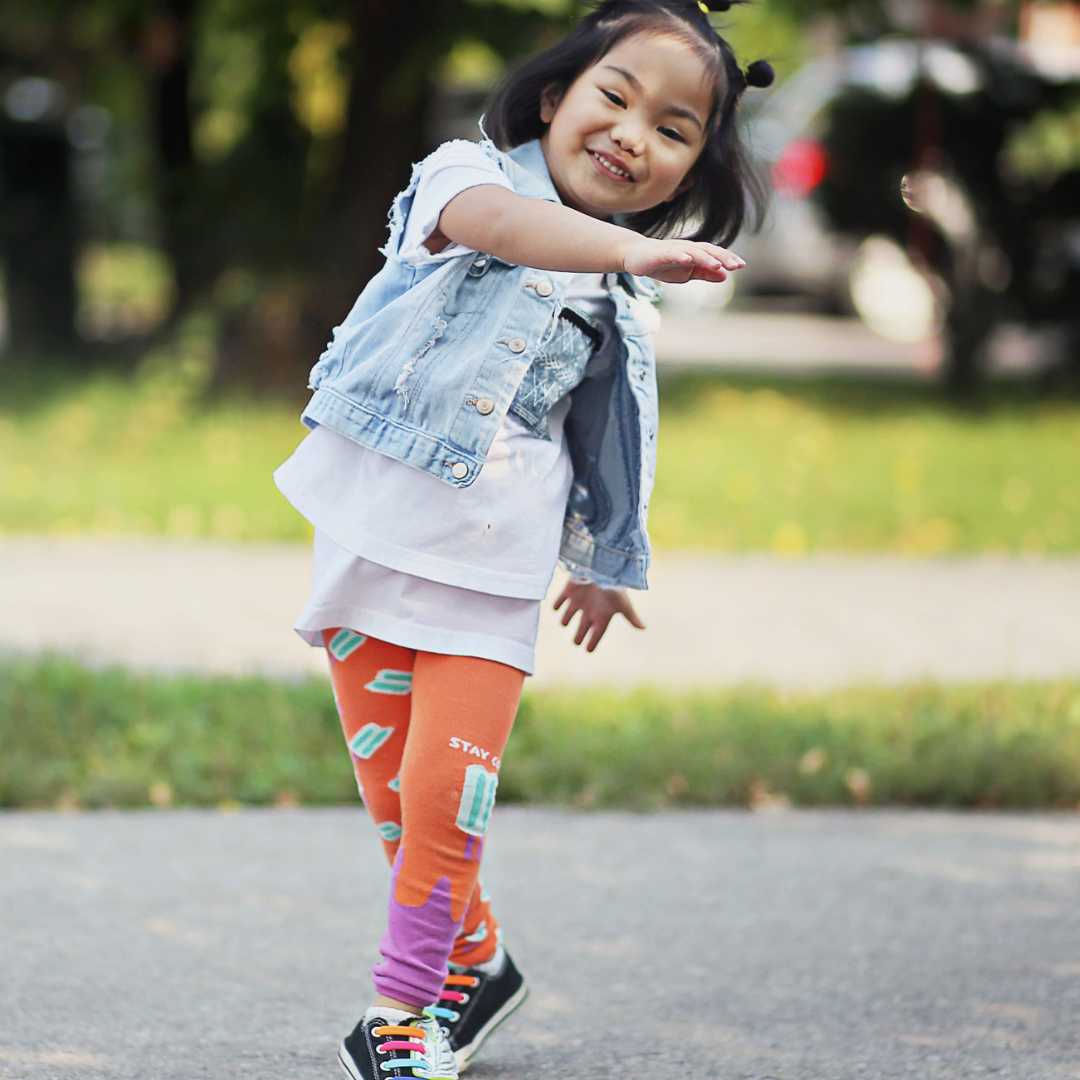 organic tights popsicle orange and purple kids
