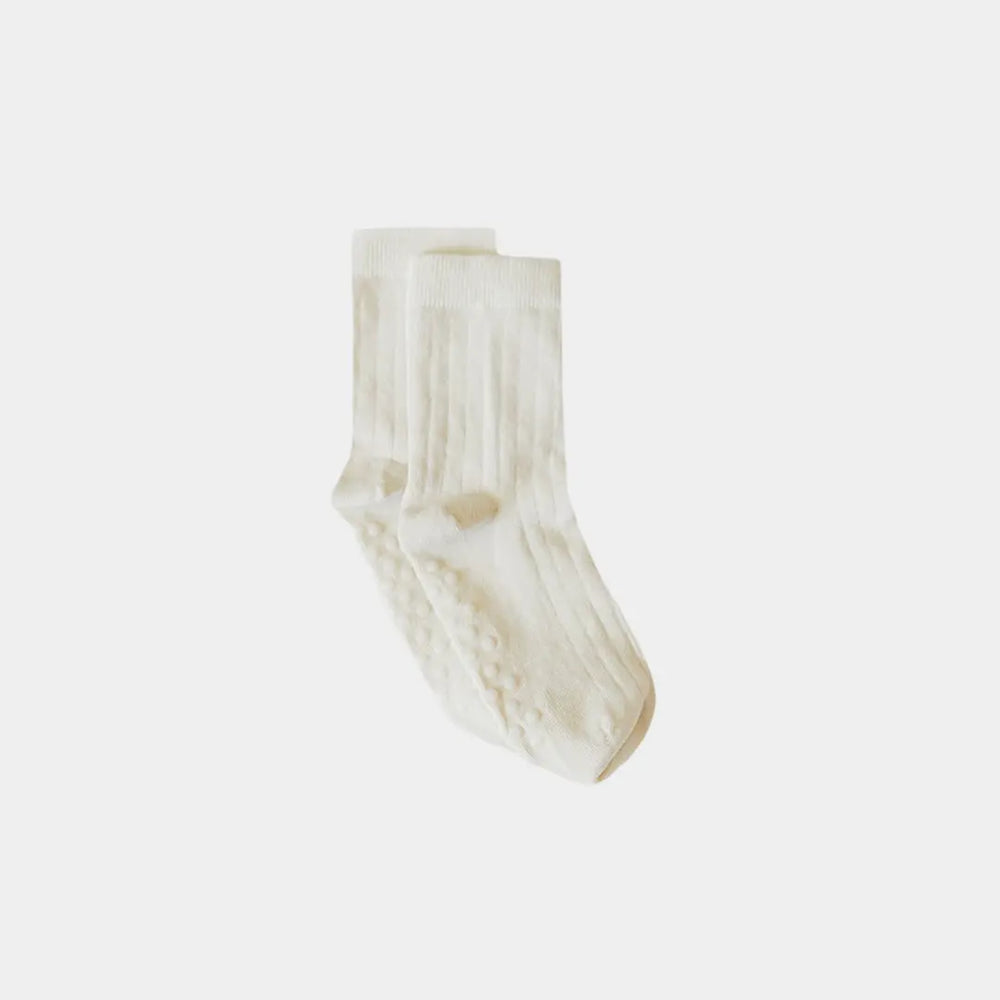 Pure (no dye) Kids' Socks With Grips - 98% Organic Cotton Q for Quinn™