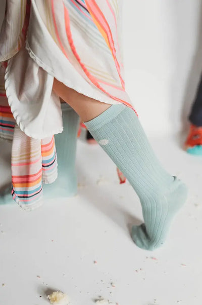 organic cotton knee high socks blue