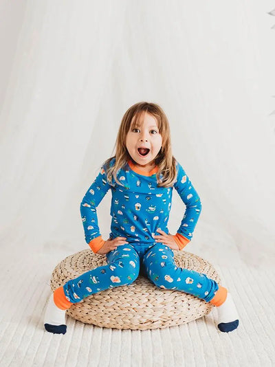 little girl wear funny creatures pajama 
