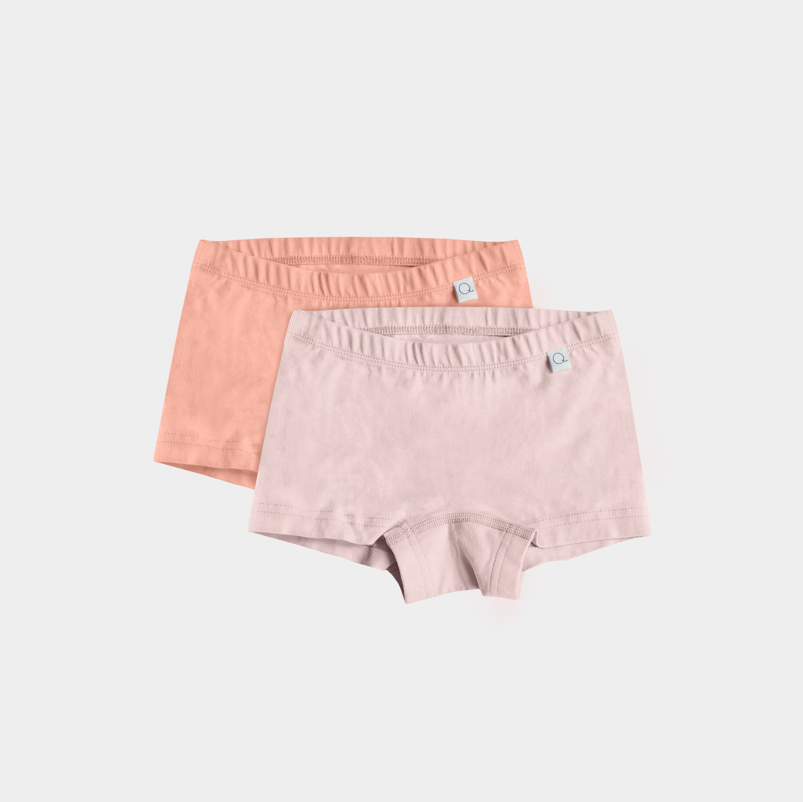 Sophie Hipster Organic Cotton Briefs 2-pack in Evening Sand and Peach Pink - flat lay product shot | Q for Quinn
