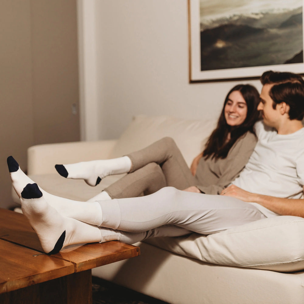The Everyday Trouser Adult Socks - 98% Organic Cotton - White, Q for Quinn