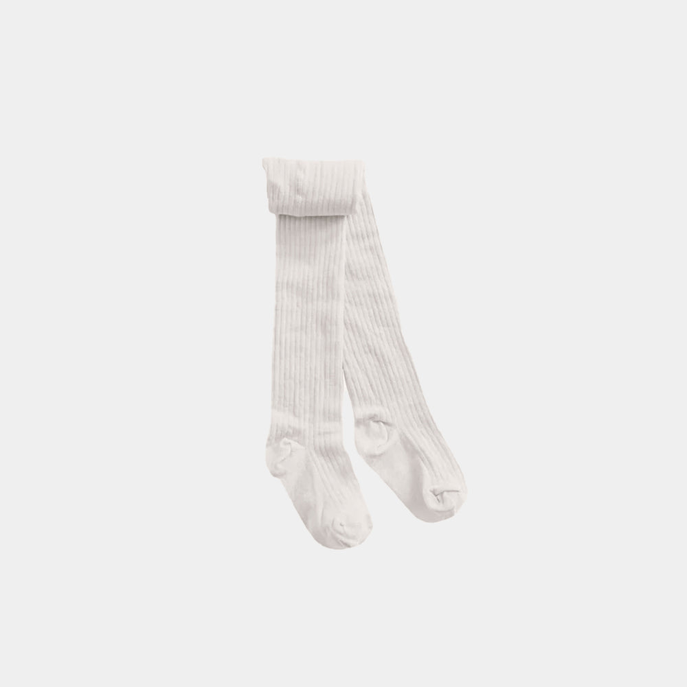 White ribbed tights on a light gray background
