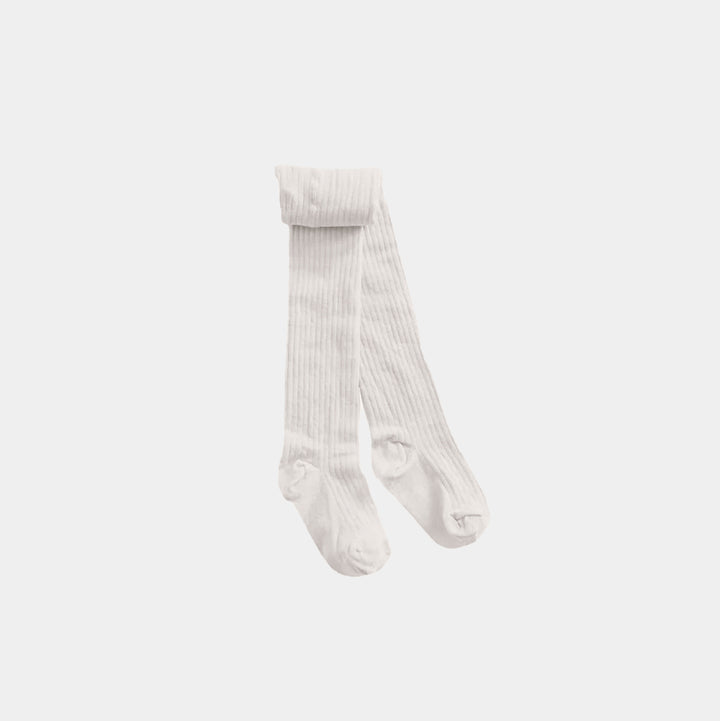 White ribbed tights on a light gray background