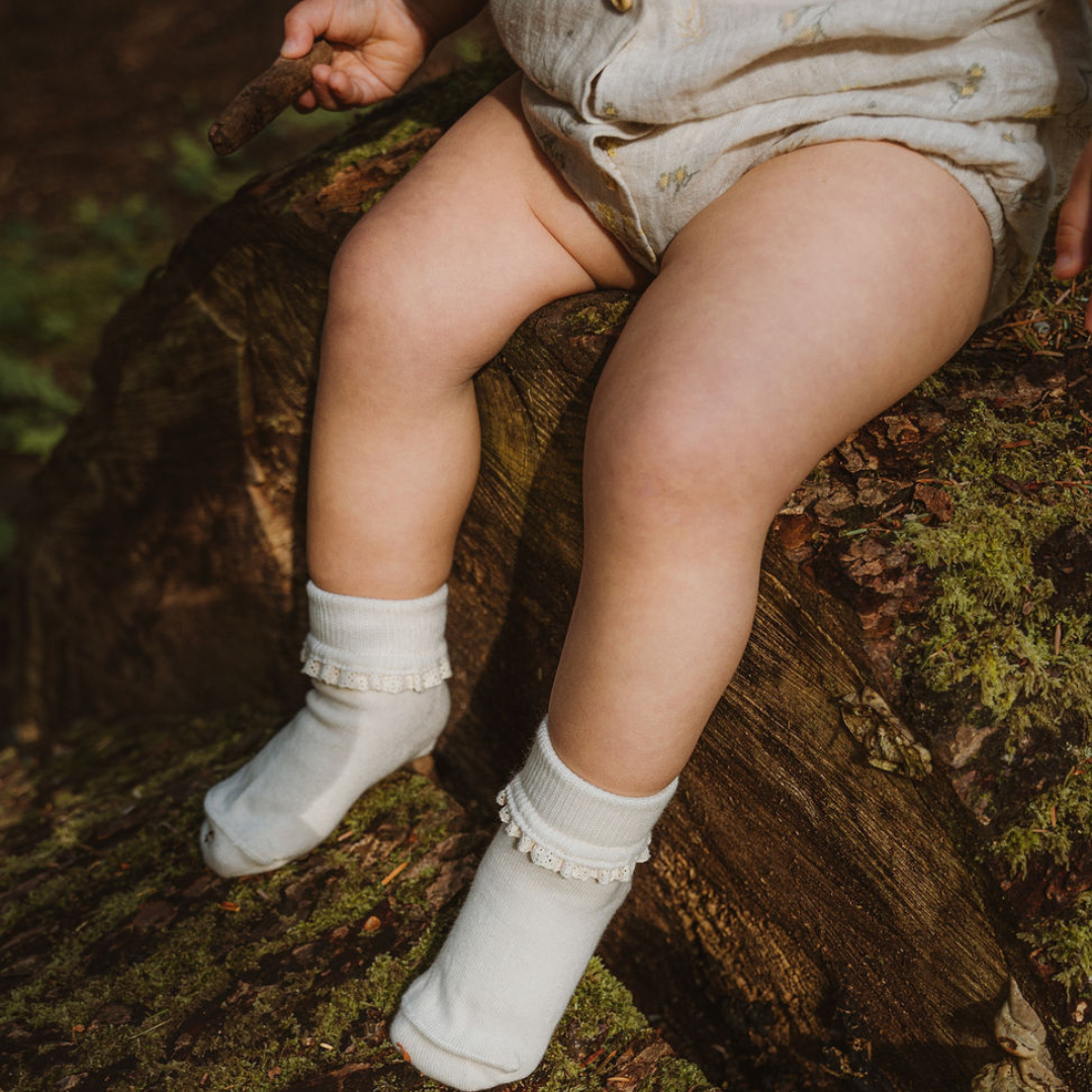 undyed oragnic cotton lace socks