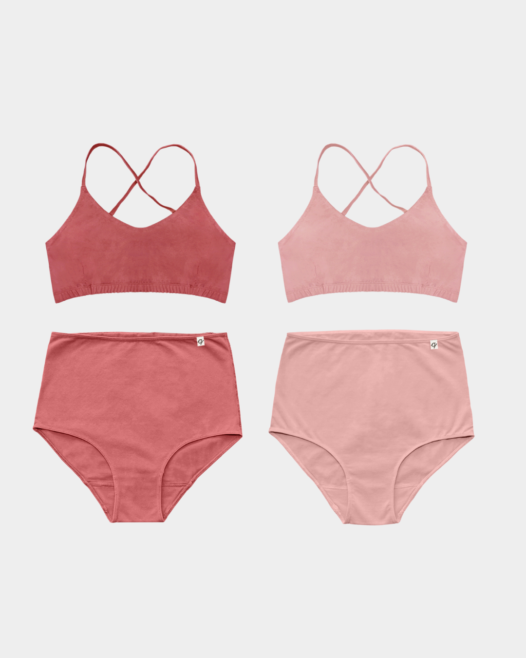 Women's High Waist Briefs & Bralette Set (4 Pack) - Natural, Plant Dyes