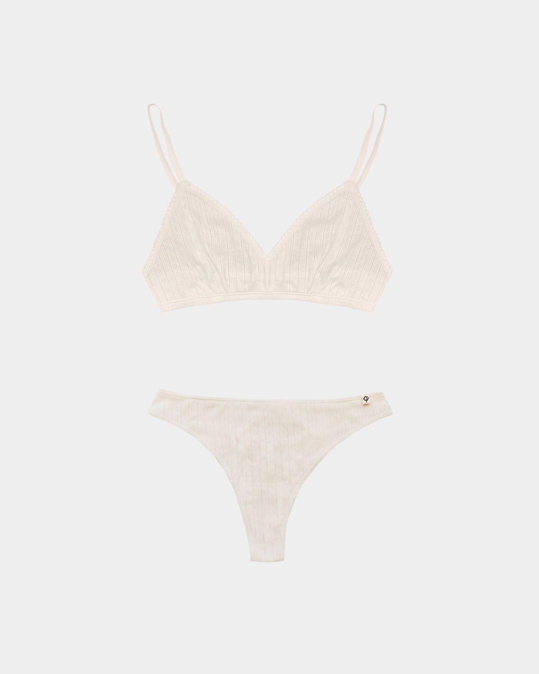 Pure (no dye) Pointelle Bra & Thong Set (2 Pack) - 100% Organic Cotton