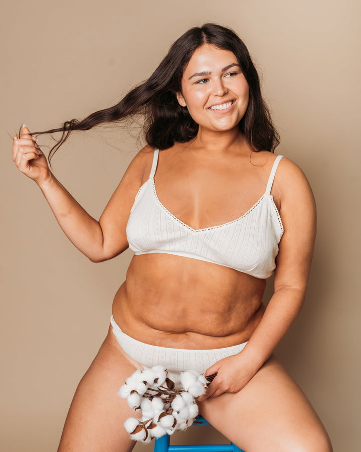 Women's Pointelle Bra - 100% Organic Cotton