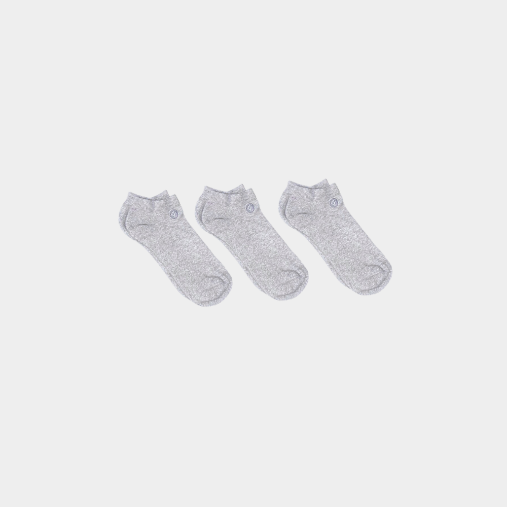 Organic Cotton Ankle Pacers (Midweight) in Heather Grey - 3 pairs laid flat | Q for Quinn