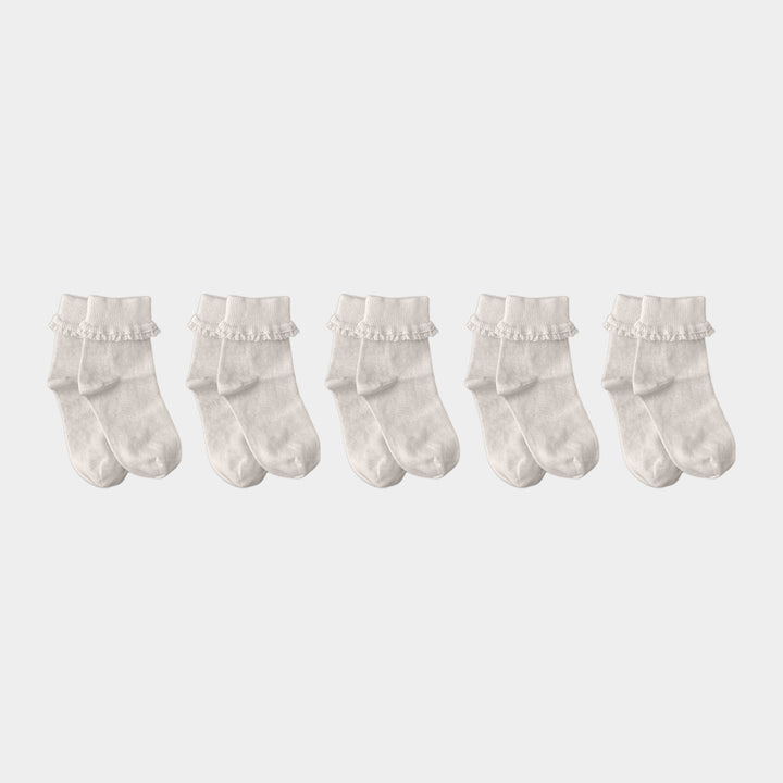 Natural (no dye) Lace Kids Socks - 98% Organic Cotton (3 & 5 Pack)
