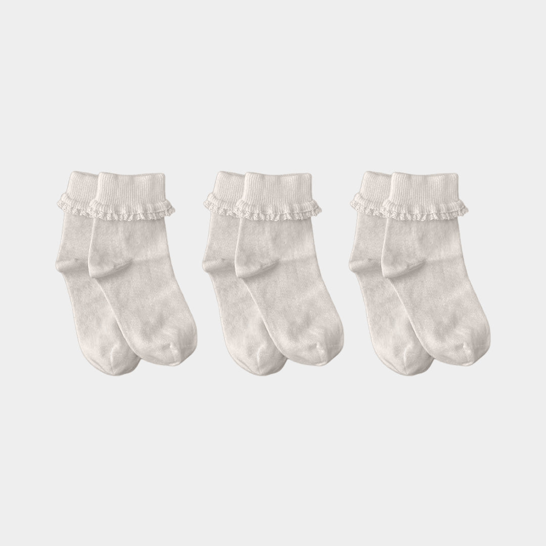 Natural (no dye) Lace Kids Socks - 98% Organic Cotton