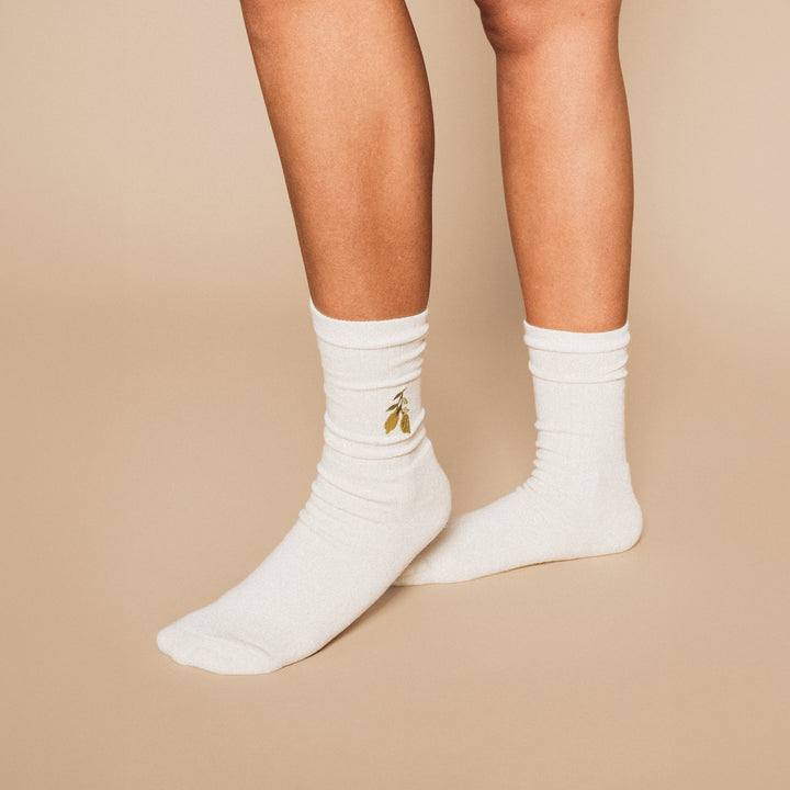 Embroidered Midweight Crew Pacers - 97% Organic Cotton