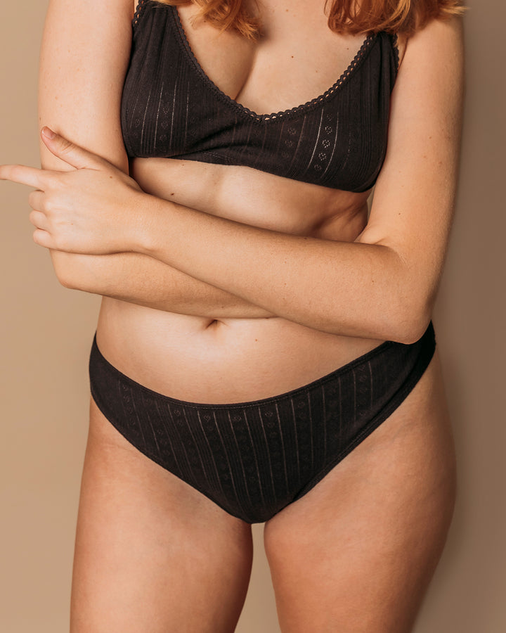 Women's Pointelle Thong - 100% Organic Cotton